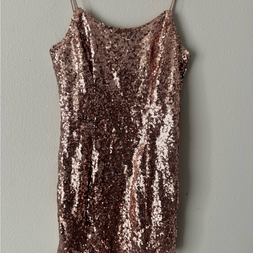 Lulu's Rose Gold Sequin Dress